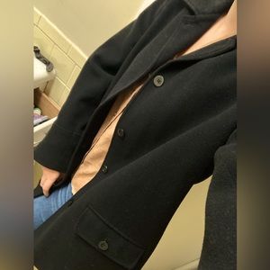 Vintage Harve Benard black pressed wool coat. Long length. Size L made in Russia